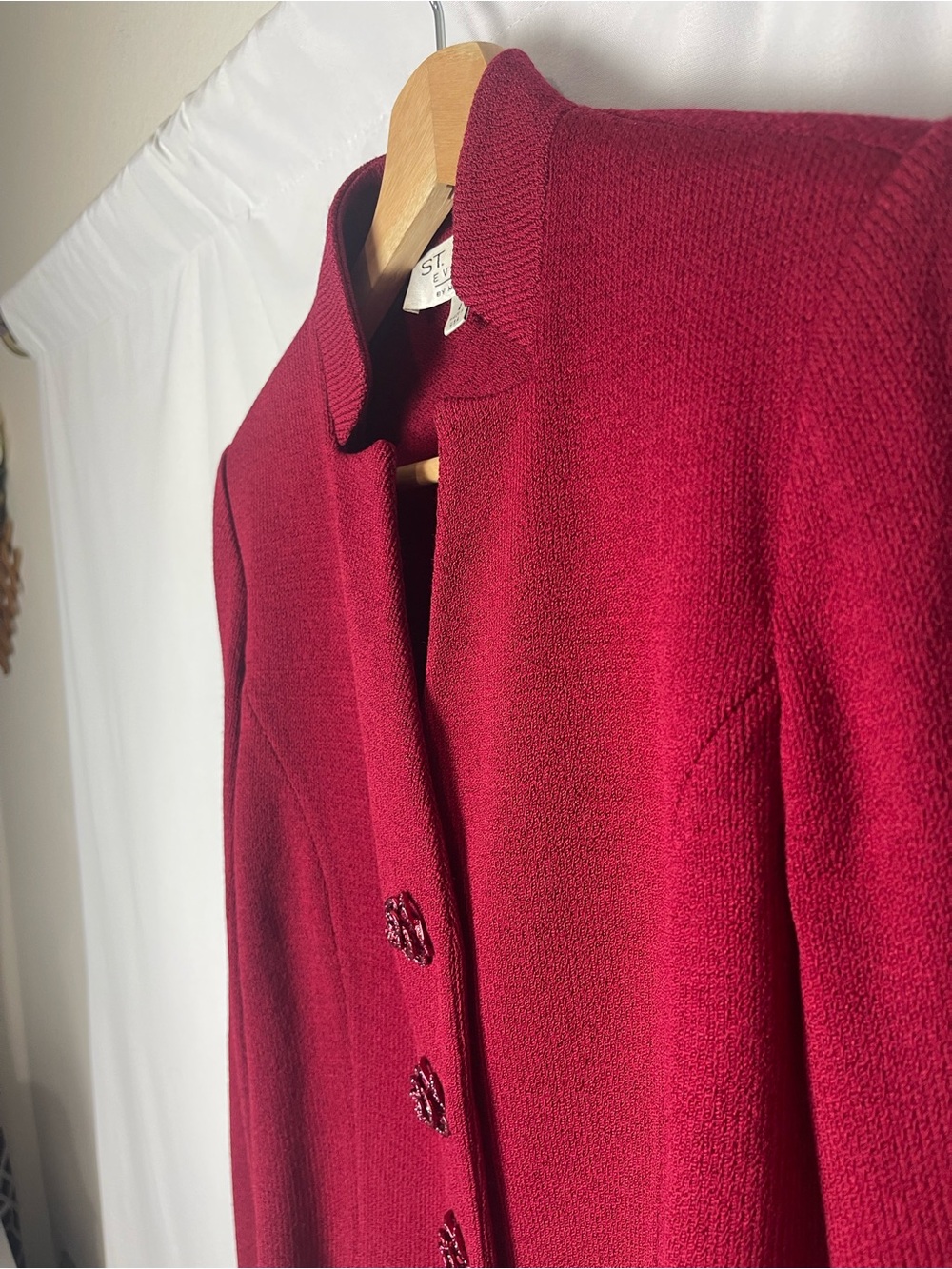 Wool Knit Structured Crystal Brooch Jacket St. John Evening By Marie Gray